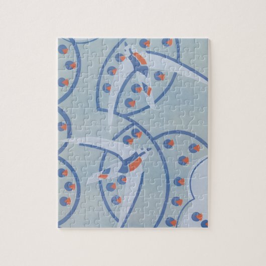 ヴィンテージアールデコジャズポチョワール鳥獣パターン ジグソーパズル (縦)