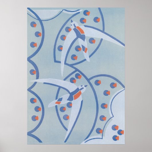 ヴィンテージアールデコジャズポチョワール鳥獣パターン ポスター (正面)