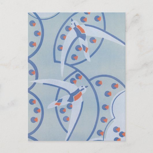 ヴィンテージアールデコジャズポチョワール鳥獣パターン ポストカード (正面)