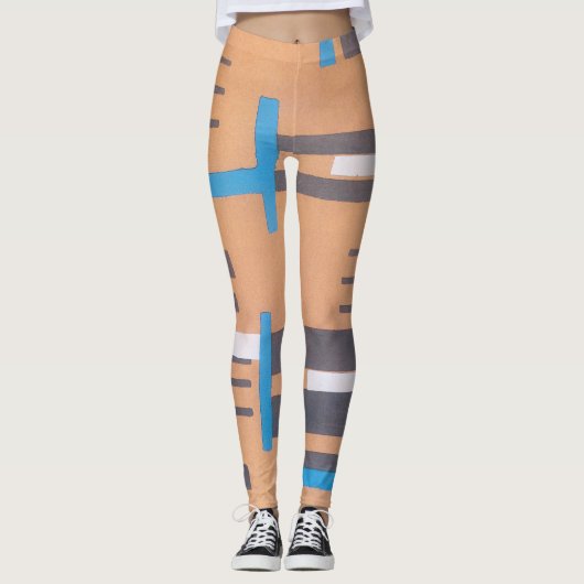 ヴィンテージアールデコジャズ合唱団、幾何学模様 レギンス (正面)