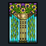 ヴィンテージアールデコステインガラスフローラデザイン ポスター<br><div class="desc">1930色彩の鮮やか年代のステンドグラスの窓に似たハンドアートのデコフローラデザイン</div>