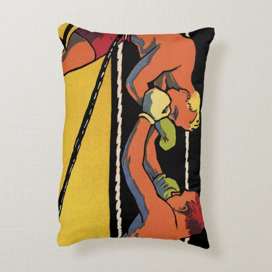 ヴィンテージアールデコスポーツボクシング、ボクサーパンチング アクセントクッション (裏面(縦))