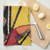 ヴィンテージアールデコスポーツボクシング、ボクサーパンチング キッチンタオル (四つ折り)