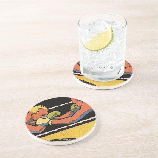 ヴィンテージアールデコスポーツボクシング、ボクサーパンチング コースター (側面)