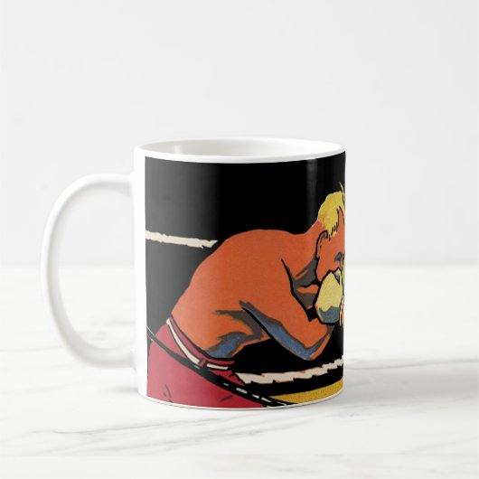 ヴィンテージアールデコスポーツボクシング、ボクサーパンチング コーヒーマグカップ (左)