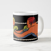 ヴィンテージアールデコスポーツボクシング、ボクサーパンチング ジャンボコーヒーマグカップ (正面右)