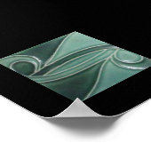 ヴィンテージアールデコタイルパターンマットダークグリーン ポスター (角)