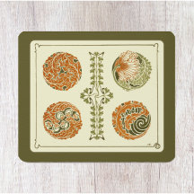 ヴィンテージアールデコデザインリーフパターンマウスパッド