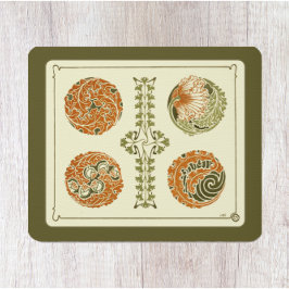 ヴィンテージアールデコデザインリーフパターンマウスパッド マウスパッド