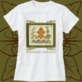 ヴィンテージアールデコデザイン美しい葉のパターン Tシャツ