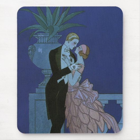 ヴィンテージアールデコニューリュウズ、Oui by George Barbier マウスパッド (正面)