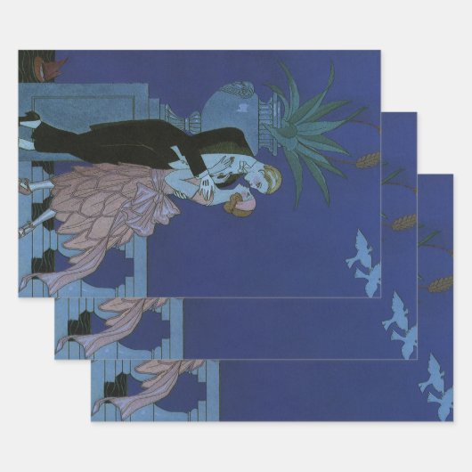 ヴィンテージアールデコニューリュウズ、Oui by George Barbier ラッピングペーパーシート (セット)
