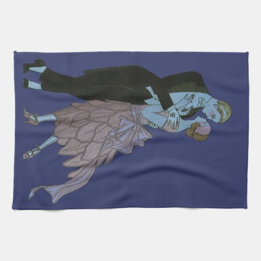 ヴィンテージアールデコニュー結婚リュウズ キッチンタオル (横)