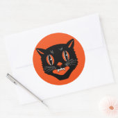 ヴィンテージアールデコハロウィーン猫シール ラウンドシール (封筒)