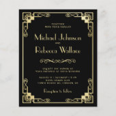 ヴィンテージアールデコバジェットブラック結婚式招待状 (正面)