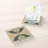 ヴィンテージアールデコバタフライ ガラスコースター (アングル)