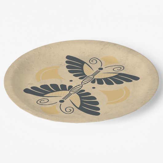 ヴィンテージアールデコバタフライ ペーパープレート (アングル)