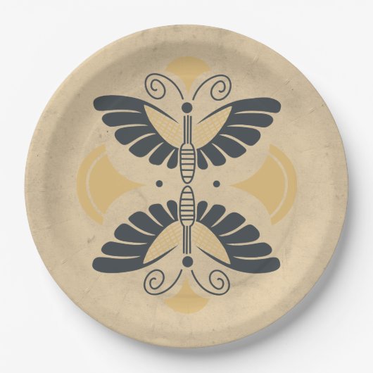 ヴィンテージアールデコバタフライ ペーパープレート (正面)