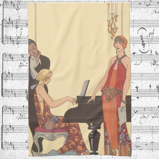 ヴィンテージアールデコピアニストミュージシャン歌手 キッチンタオル