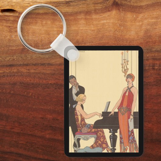 ヴィンテージアールデコピアニストミュージシャン歌手 キーホルダー (正面)