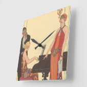 ヴィンテージアールデコピアニストミュージシャン歌手 スクエア壁時計 (傾斜)