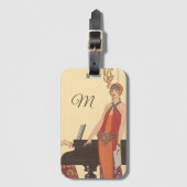 ヴィンテージアールデコピアニストミュージシャン歌手 ラゲッジタグ (正面縦)