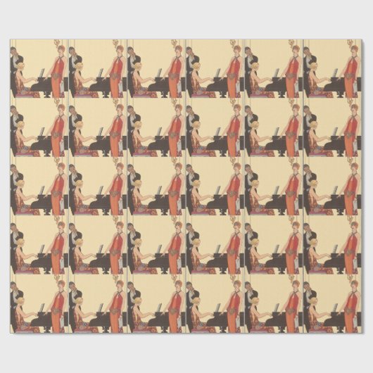 ヴィンテージアールデコピアニストミュージシャン歌手 ラッピングペーパー (フラット)