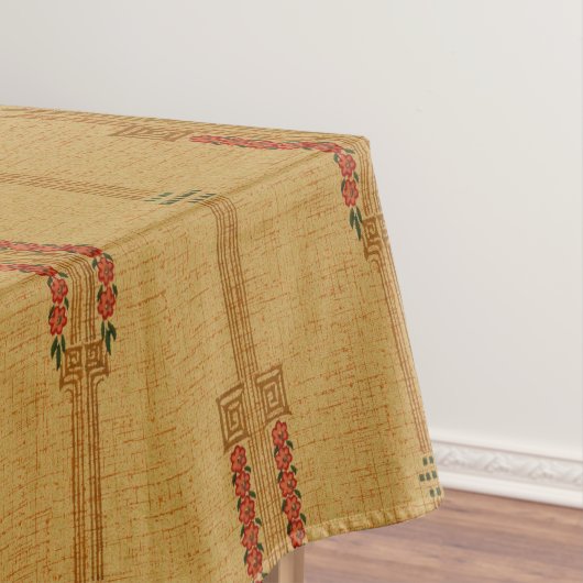 ヴィンテージアールデコピンク花パターン テーブルクロス (インサイチュ)