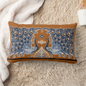 ヴィンテージアールデコピーコックとモノグラム ランバークッション (ブランケット)