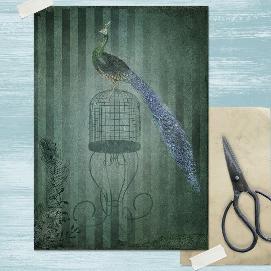 ヴィンテージアールデコピーコック紙