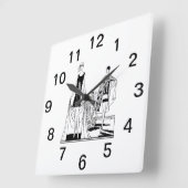 ヴィンテージアールデコファッショナブル・レディース・アット・ザ・ビーチ スクエア壁時計 (傾斜)