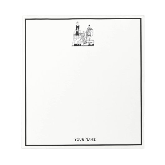 ヴィンテージアールデコファッショナブル・レディース・アット・ザ・ビーチ ノートパッド (正面)