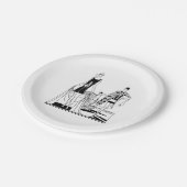 ヴィンテージアールデコファッショナブル・レディース・アット・ザ・ビーチ ペーパープレート (アングル)