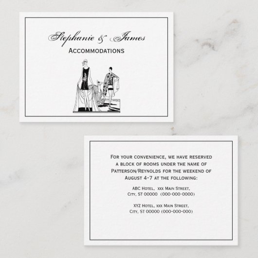 ヴィンテージアールデコファッショナブル・レディース・アット・ザ・ビーチ 名刺 (正面/裏面)