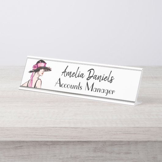 ヴィンテージアールデコファッション名プレート デスクネームプレート (正面)