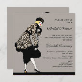 ヴィンテージアールデコファッション表示ブライダルシャワー 招待状 (正面/裏面)