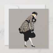 ヴィンテージアールデコファッション表示ブライダルシャワー 招待状 (裏面)