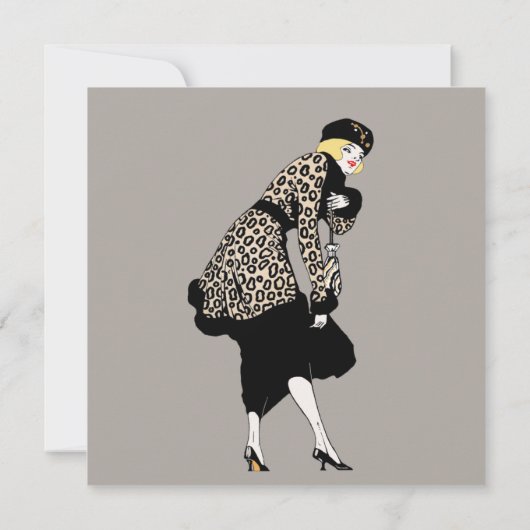 ヴィンテージアールデコファッション表示ブライダルシャワー 招待状 (裏面)