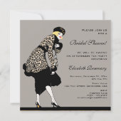 ヴィンテージアールデコファッション表示ブライダルシャワー 招待状 (正面)