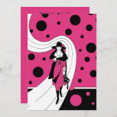 ヴィンテージアールデコファッション表示ブライダルシャワー 招待状 (正面/裏面)