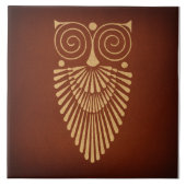 ヴィンテージアールデコフクロウアンティーク素朴ブラウンスタイル タイル (正面)