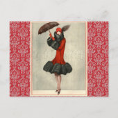 ヴィンテージアールデコフラッパーフランスのファッション葉書 ポストカード (正面)