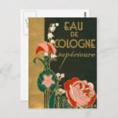 ヴィンテージアールデコフランスの香水ラベル ポストカード (正面/裏面)