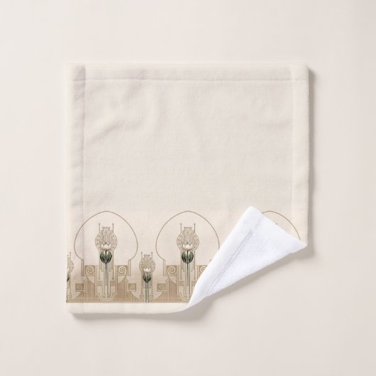 ヴィンテージアールデコフローラチューリップフリーズ バスタオルセット (ウォッシュタオル)