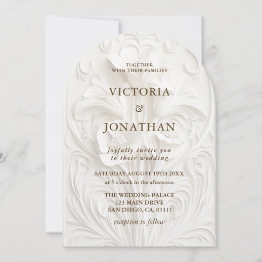 ヴィンテージアールデコフローラ結婚式招待状 招待状 (正面)