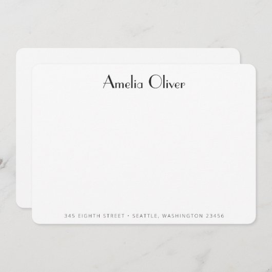 ヴィンテージアールデコブラックシック名アドレスカスタム ノートカード (正面/裏面)