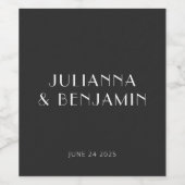 ヴィンテージアールデコブラックシンプルカスタムウェディング ワインラベル (シングルラベル)