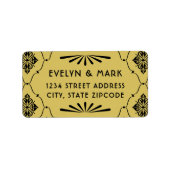 ヴィンテージアールデコブラック結婚金ゴールド差出人住所 ラベル (正面)