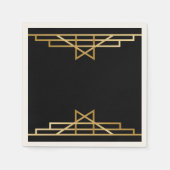ヴィンテージアールデコブラック金ゴールドギャツビーウェディングパーティー スタンダードカクテルナプキン (正面)