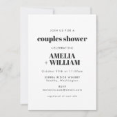 ヴィンテージアールデコブラック金ゴールドモダンカップルのシャワー 招待状 (正面)